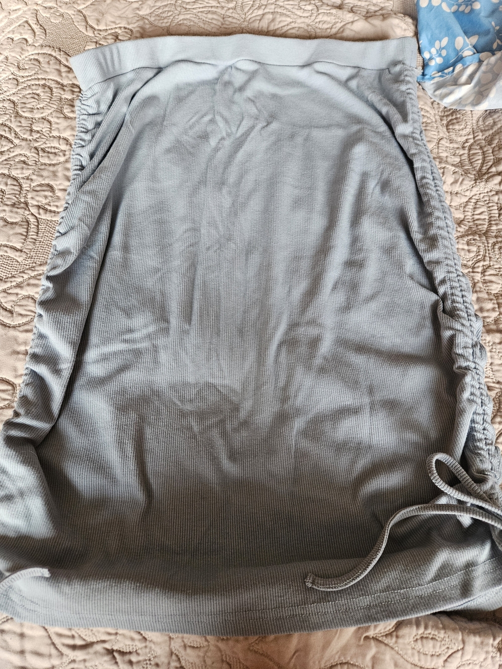 Light Blue Ruched Side Knit Skirt 2X